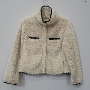 Dylan Jacket Coat Womens Small Soft Faux Fur Leather Trim Snap Closure Cropped